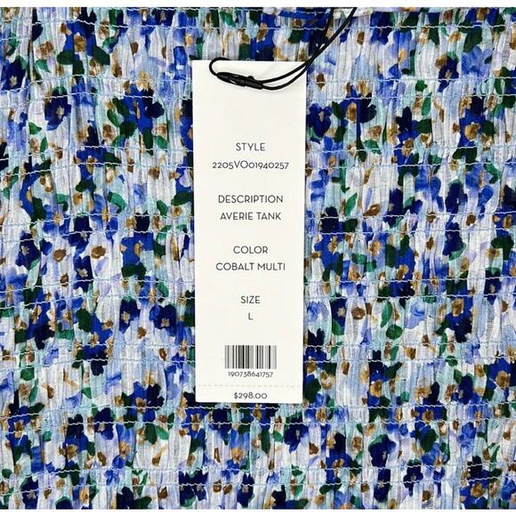 NWT Veronica Beard Averie Smocked Tank Top (Cobalt Blue) - Picture 4 of 9